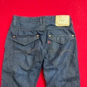 VTG Y2K Style Levis 514 Men Straight Leg Jean Dark Denim Blue Flap Pocket 31x30